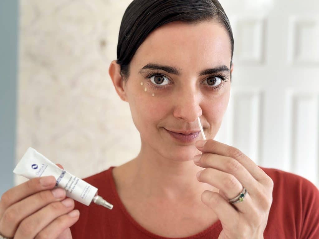 Barristrong skin cream applied in the nose